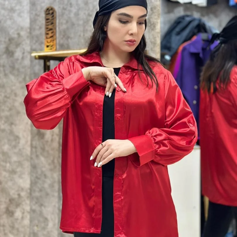 شومیز ساتن جنس LX قواره دار